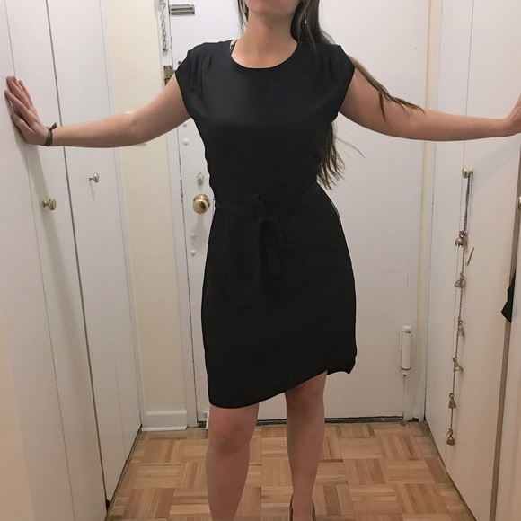 Reiss Black Crepe Dress. High/low. Shoulder Detail - Picture 3 of 8